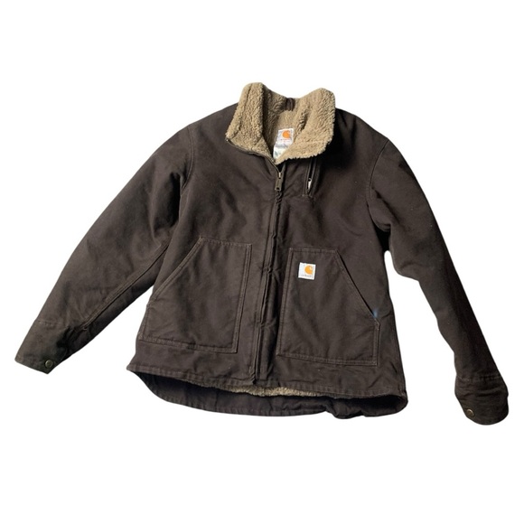 Carhartt Jackets & Blazers - Carhartt women's size medium Dark Brown Jacket Fleece lining duck